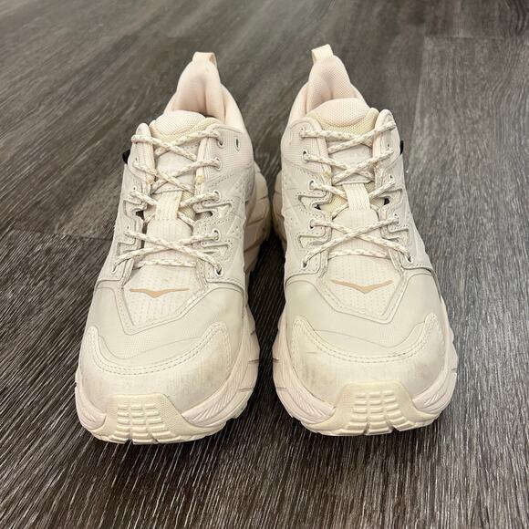 EUC HOKA Anacapa Low GTX Sneakers Eggnog Shifting Sand Vibram Trail Shoes 6.5 - Picture 13 of 16